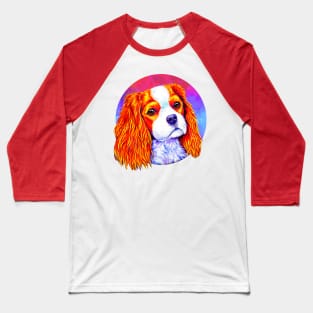 Colorful Cavalier King Charles Spaniel Dog Baseball T-Shirt